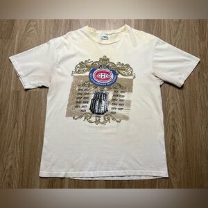 Vintage 1992 Montreal Canadiens Stanley Cup Champions Shirt Made in Canada Sz L